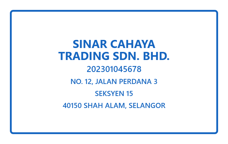 Contoh cop segi empat sdn bhd dengan alamat